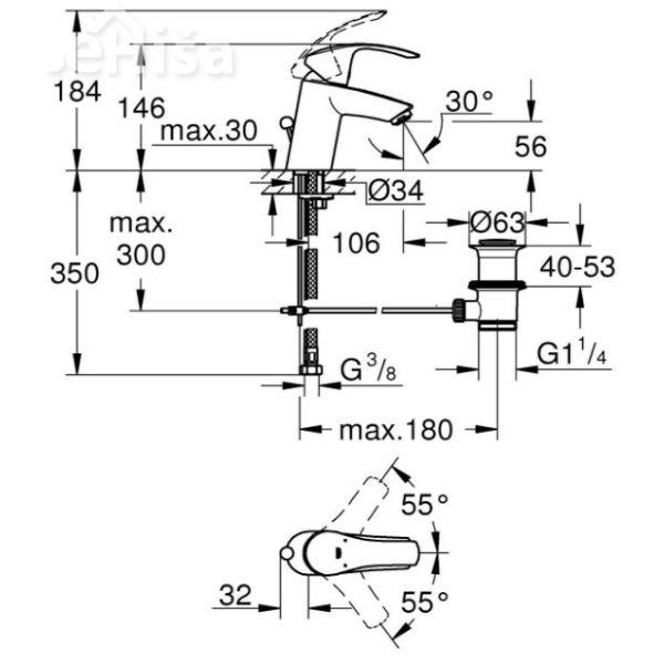 Enoročna umivalniška armatura Eurosmart GROHE 33265002
