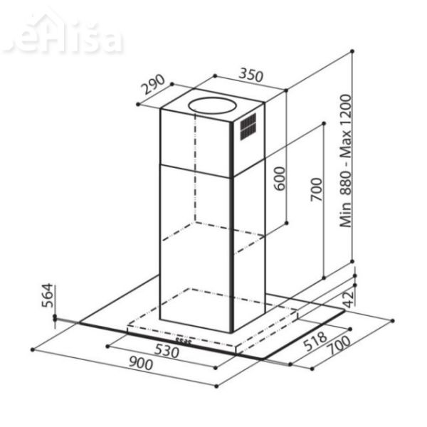 Otočna kuhinjska napa GLASSY ISOLA/SP EV8 X/V NS A90 FABER 7612985845441
