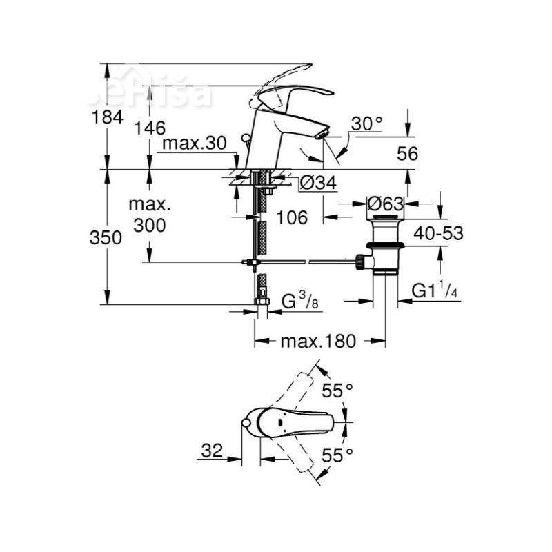 Enoročna umivalniška armatura Eurosmart GROHE 33265002
