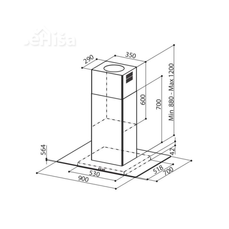 Otočna kuhinjska napa GLASSY ISOLA/SP EV8 X/V NS A90 FABER 7612985845441
