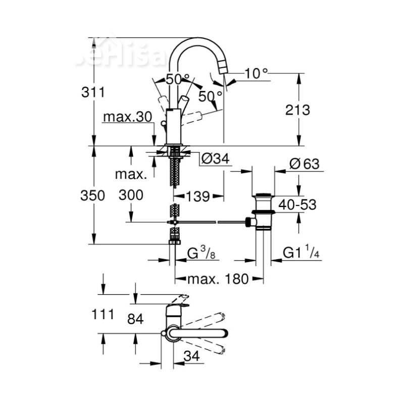 Umivalniška enoročna armatura Eurosmart New visoka GROHE 23537002
