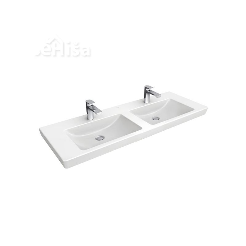 Vgradni dvojni umivalnik brez preliva SUBWAY 2.0 VANITY 130x47 cm white alpin VILLEROY & BOCH
